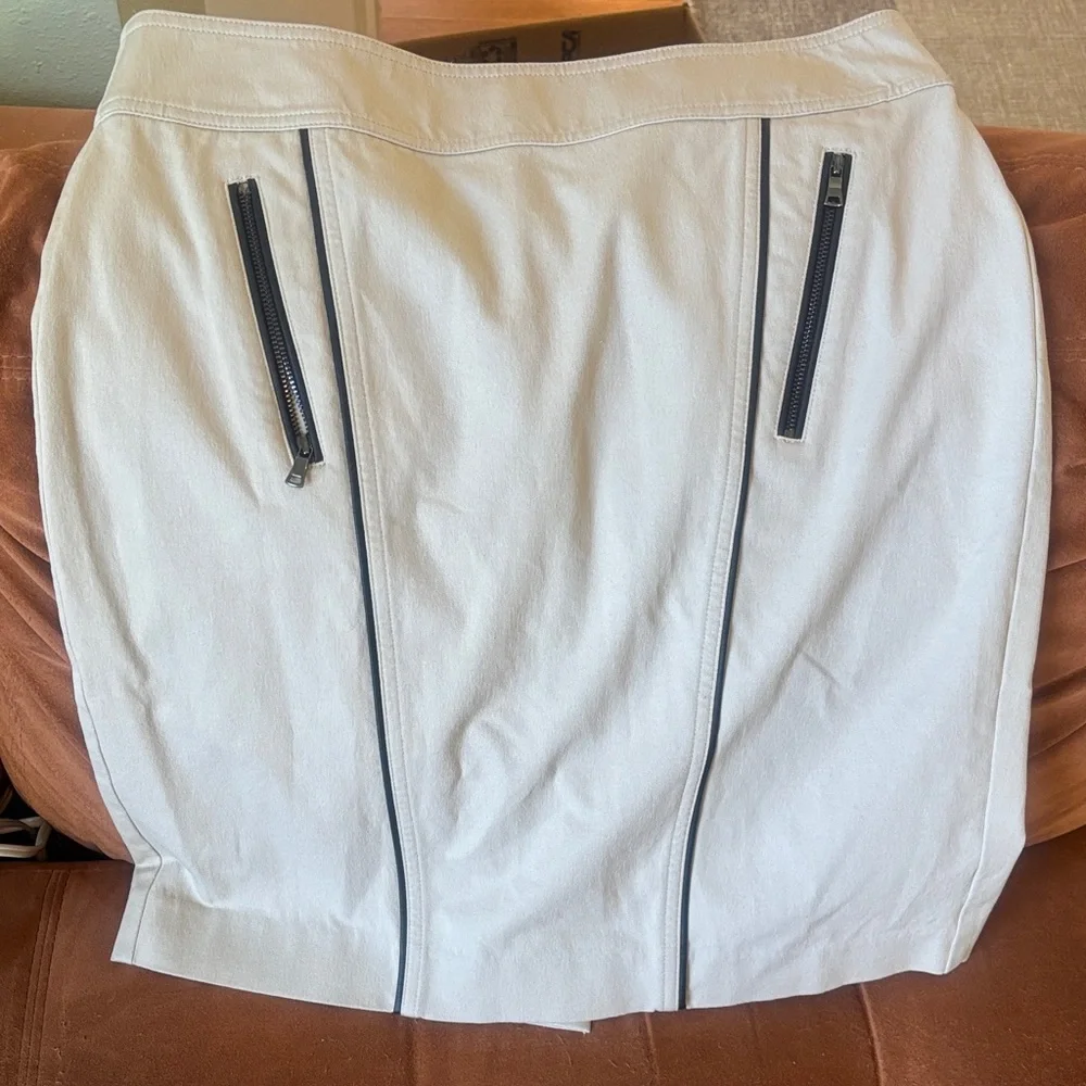 Ann Taylor Edgy Cream Skirt with Black Accents - Picture 1 of 3